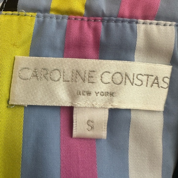 Caroline Constas Multicolored Striped Co Ord High Low Skirt w/ Peplum Top (XS) - Picture 9 of 12